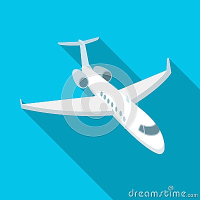 Airplane icon in flat style on white background. Rest and travel symbol stock vector illustration. Vector Illustration