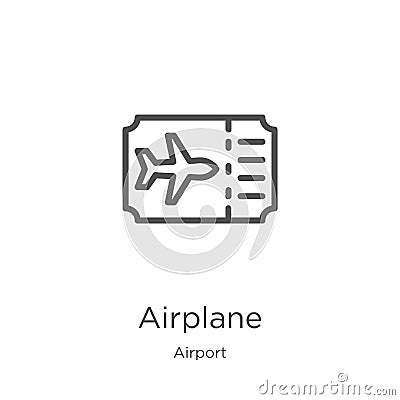 airplane icon vector from airport collection. Thin line airplane outline icon vector illustration. Outline, thin line airplane Vector Illustration