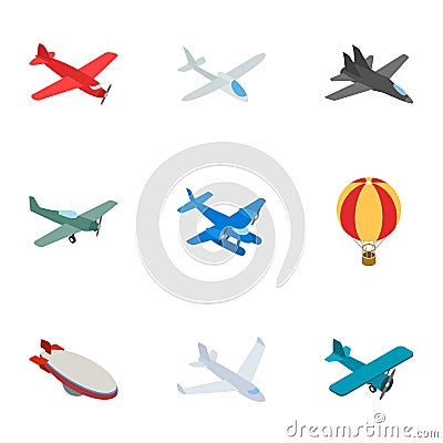 Airplane icons, isometric 3d style Vector Illustration