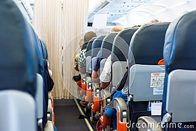 Airplane interior. Stock Photo