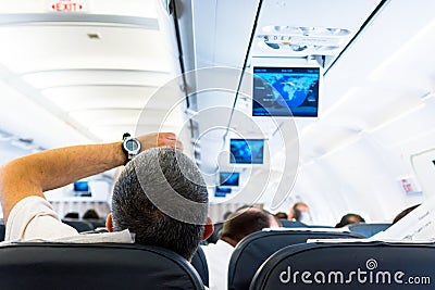 Airplane interior. Stock Photo