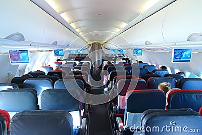 Airplane interior Stock Photo
