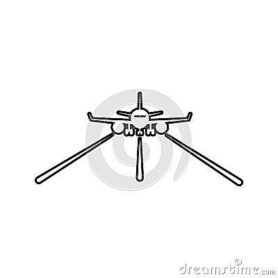 airplane on the landing site icon. Element of cyber security for mobile concept and web apps icon. Thin line icon for website Stock Photo