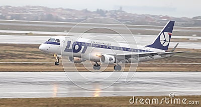 Airplane Landing to Airport Editorial Stock Photo