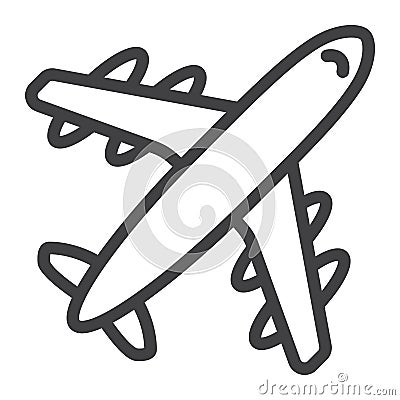 Airplane line icon, travel and transport, aircraft Vector Illustration