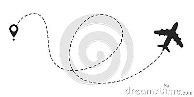 Airplane line path route. Vector Illustration