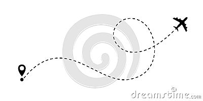 Airplane path vector air plane route line Vector Illustration