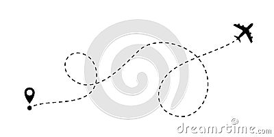 Airplane line path vector travel line icon Vector Illustration