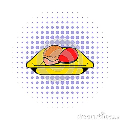 Airplane lunch icon, comics style Vector Illustration