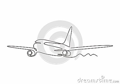 Airplane one line drawing minimalism design vector illustration. Continuous single sketch lineart simplicity style Vector Illustration