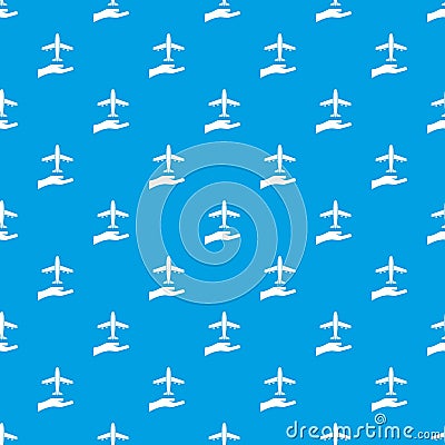 Airplane and palm pattern seamless blue Vector Illustration