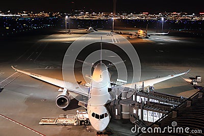 Airplane parking at Tokyo international airport Editorial Stock Photo