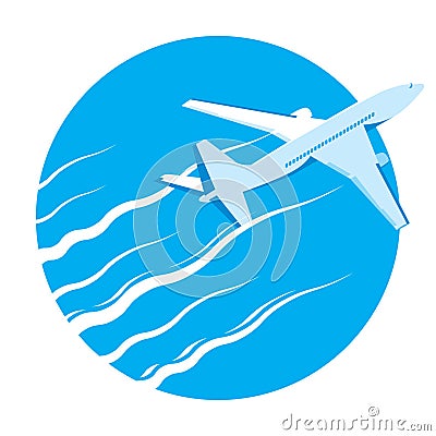 Airplane passenger plane in blue sky Vector Illustration