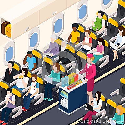 Airplane Passengers Composition Vector Illustration