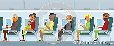 Airplane passengers on the flight Vector Illustration