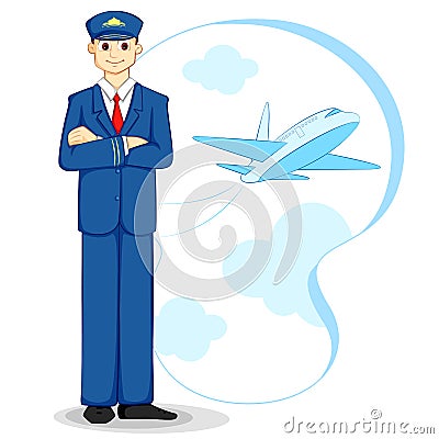 Airplane Pilot Vector Illustration