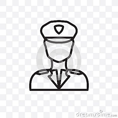 Airplane pilot vector linear icon isolated on transparent background, Airplane pilot transparency concept can be used for web and Vector Illustration