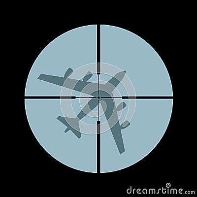 Airplane and plane is shot down by weapon - air defense Vector Illustration