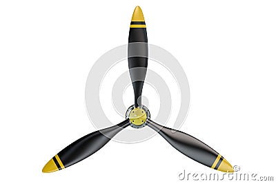 Airplane propeller with 3 blades Stock Photo