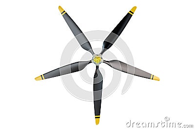 Airplane propeller with 5 blades Stock Photo