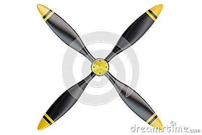 Airplane propeller with 4 blades Stock Photo