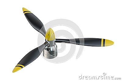 Airplane propeller with 3 blades Stock Photo