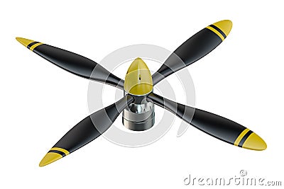 Airplane propeller with 4 blades Stock Photo