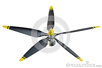 Airplane propeller with 5 blades Stock Photo