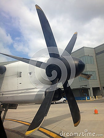 Airplane Propeller On The Runway Stock Photo