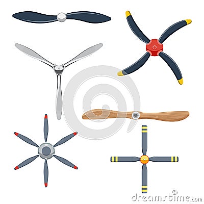 Airplane propeller set vector illustration isolated on white background Vector Illustration