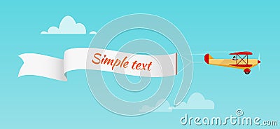 Airplane pulls advertising banner Vector Illustration