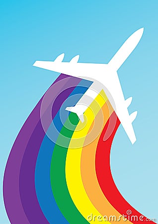 Airplane rainbow Vector Illustration