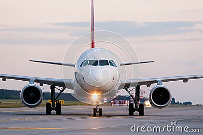 Airplane ready to take off from runway. A big Stock Photo