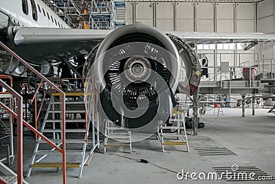 Airplane repair and modernisation Editorial Stock Photo