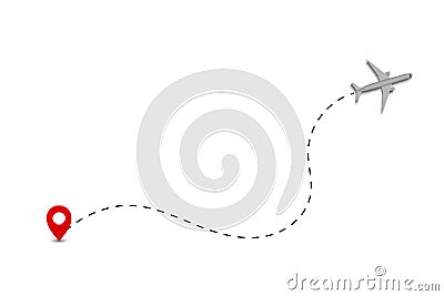 Airplane route dotted lines Cartoon Illustration