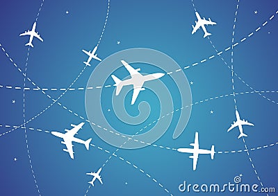Airplane Routes Vector Illustration