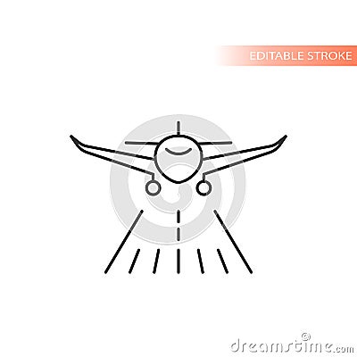 Airplane runway line vector icon. Outline, editable stroke. Vector Illustration