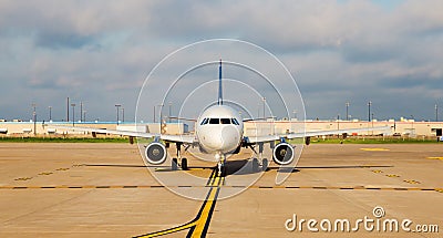 Airplane on the runway Stock Photo