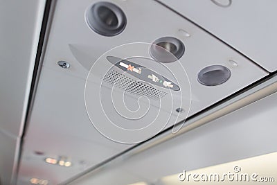 Airplane Safety Signs Stock Photo