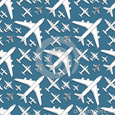 Airplane seamless pattern background vector illustration top view plane and aircraft transportation travel way design Vector Illustration