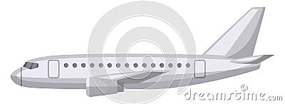 Airplane side view. Cartoon passenger jet icon Vector Illustration