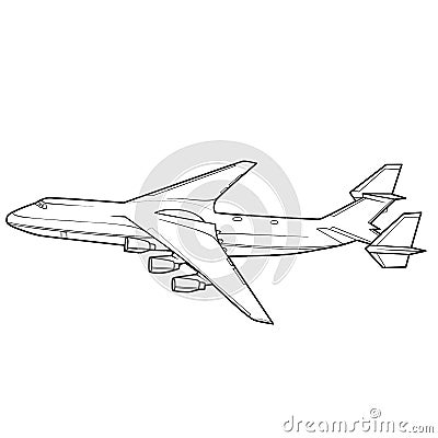 Airplane sketch, coloring, isolated object on white background, vector illustration Vector Illustration