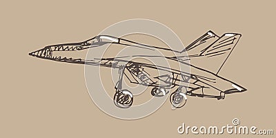 Airplane sketch. Hand drawn illustration for your design Vector Illustration