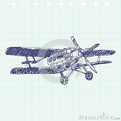 Airplane sketch. Hand drawn illustration for your design Vector Illustration