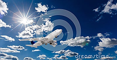 Airplane in the sky - Passenger Airliner. High quality photo Stock Photo