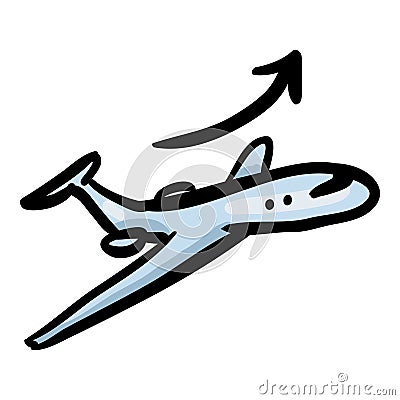 Airplane Takeoff Doodle Single Icon Vector Illustration