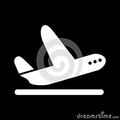Airplane Takeoff vector icon. Style is graphic symbol. Vector Illustration