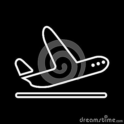 Airplane Takeoff vector icon. Style is graphic symbol. Vector Illustration