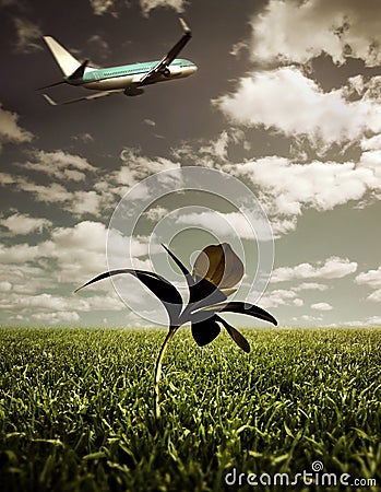 Airplane taking off Stock Photo