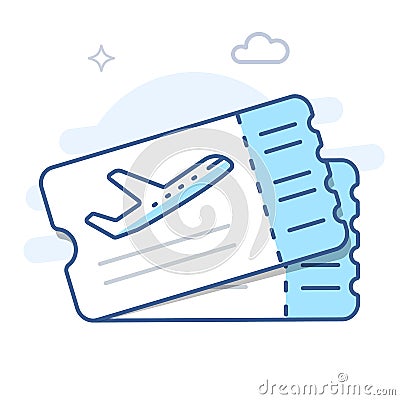 Airplane ticket line vector icon. Plane tickets line illustration. Vector Illustration